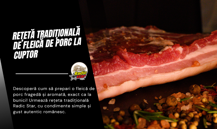 Rețetă tradițională de fleică de porc la cuptor  fragedă, rumenită și plină de gust